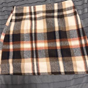 SHEIN Plaid Mini Skirt - Beige, Brown, Black, and Orange